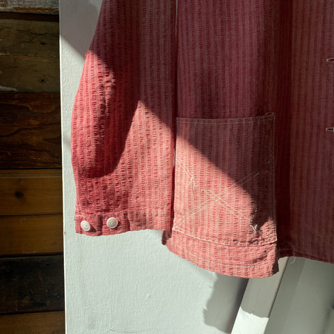 60's Seersucker Chore Coat - Medium