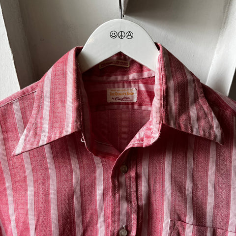 70’s Pink Striped Button Up Shirt - Medium