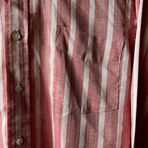 70’s Pink Striped Button Up Shirt - Medium