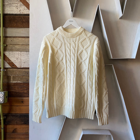 70's Cable Knit Acrylic Sweater - Large