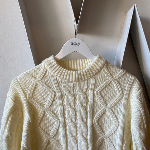 70's Cable Knit Acrylic Sweater - Large