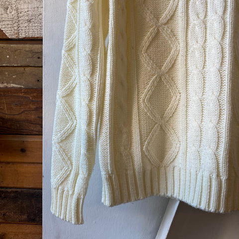 70's Cable Knit Acrylic Sweater - Large