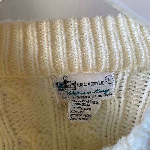 70's Cable Knit Acrylic Sweater - Large