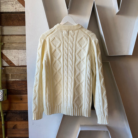 70's Cable Knit Acrylic Sweater - Large