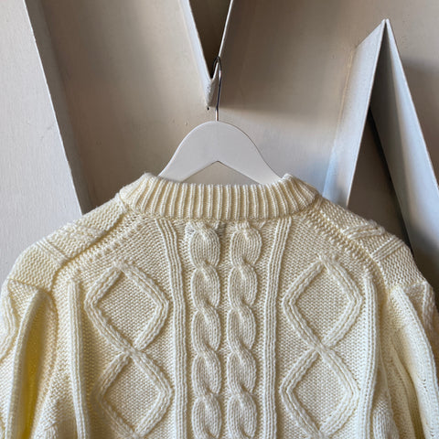 70's Cable Knit Acrylic Sweater - Large