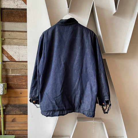 70’s Dark Denim Chore Coat - Large