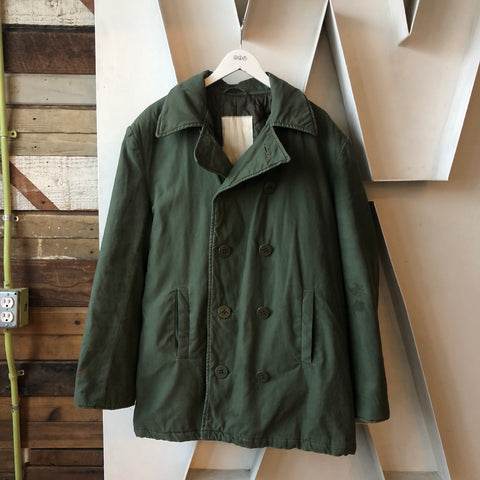 Lined Military Peacoat Style Jacket - Large