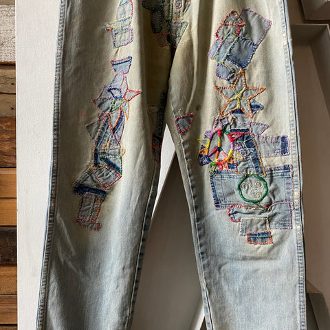 90's Patchwork Denim Wranglers - 33” x 31”