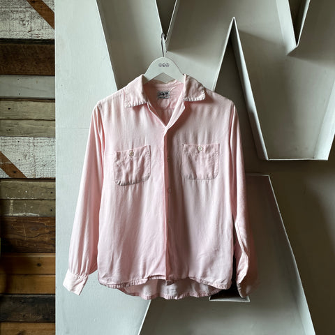 60’s Pink Loop Collar Shirt - Small