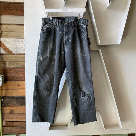90’s Dickies Thrashed Black Dungarees - 34” x 26”
