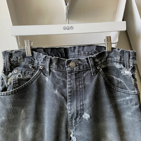 90’s Dickies Thrashed Black Dungarees - 34” x 26”