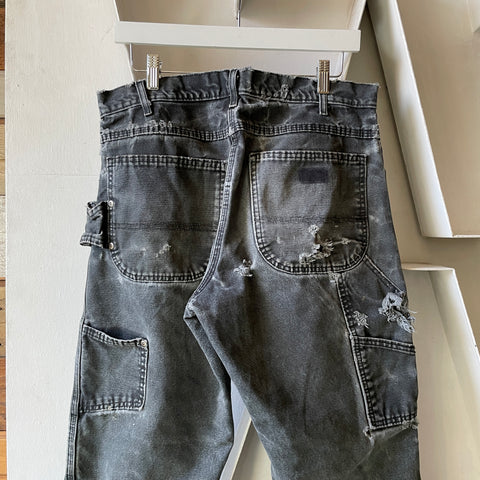 90’s Dickies Thrashed Black Dungarees - 34” x 26”