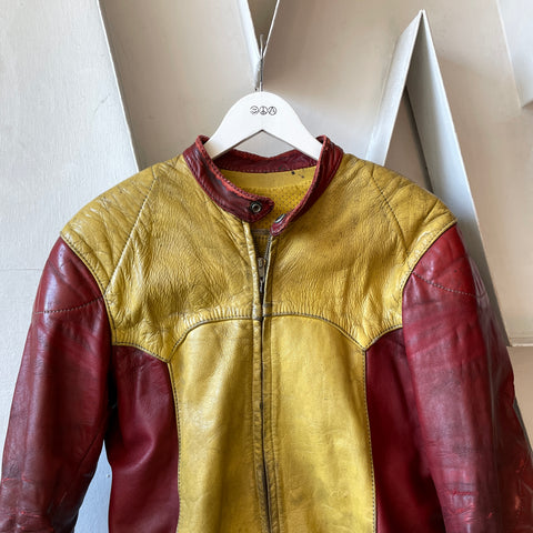 80's Custom Leather Racing Jacket - Medium