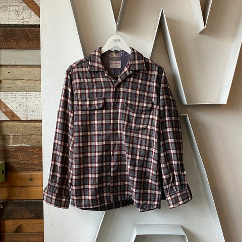 60's Loop Collar Flannel Button Shirt - Medium