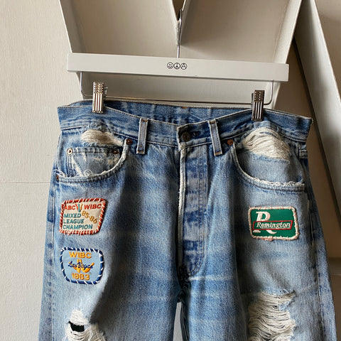 80's Patched Levi's 501 - 33” x 32.5”