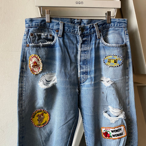 80's Patched Levi's 501 - 33” x 32”