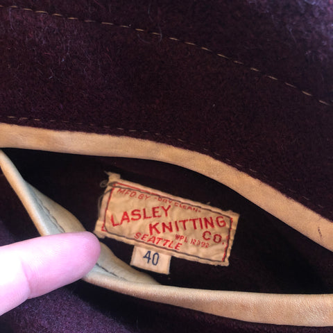 Lesley Knitting Co Burgundy Varsity Jacket - M/L