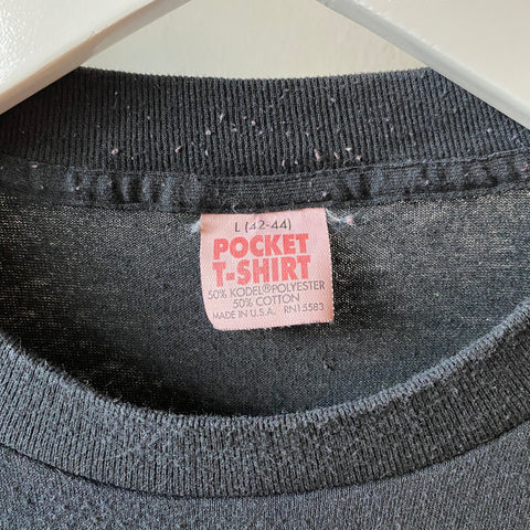 80's Black Pocket Tee - Large