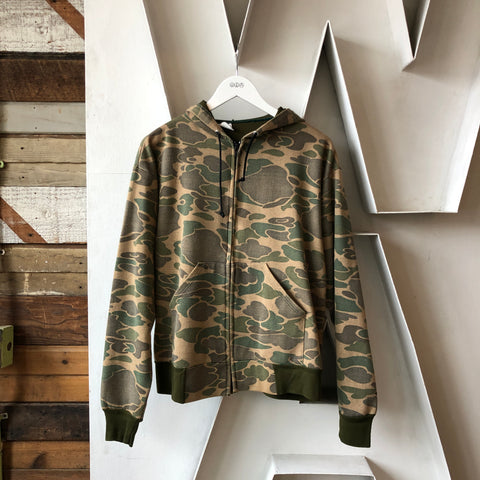 90's Camo Zip Up Sweatshirt - Large