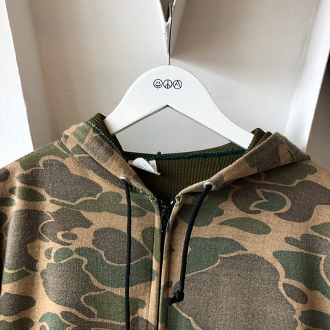 90's Camo Zip Up Sweatshirt - Large