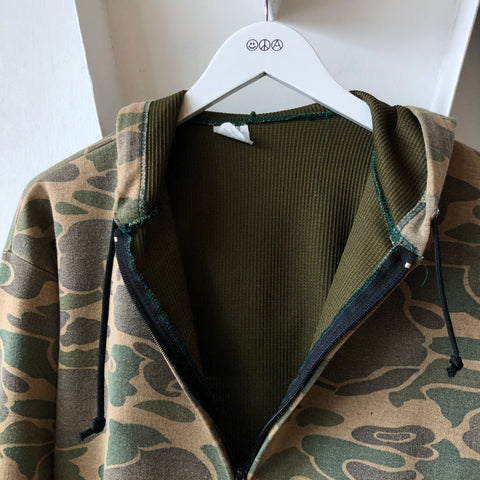 90's Camo Zip Up Sweatshirt - Large