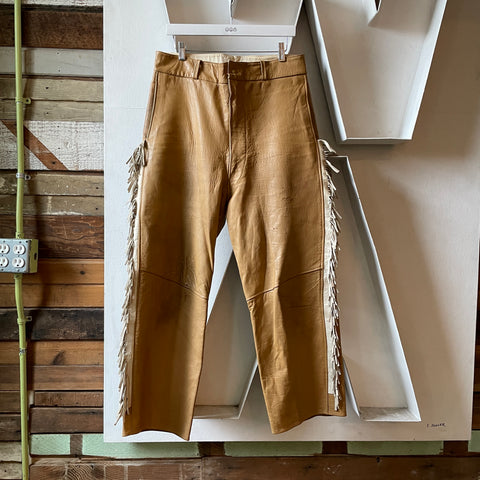 40’s Fringed Leather Pants - 32” x 28”