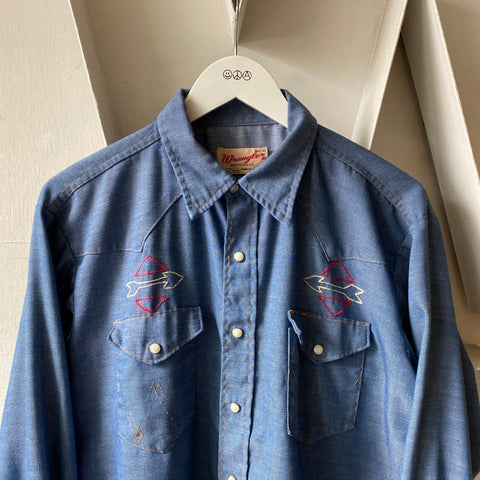 60's Wrangler Western Chambray - Large