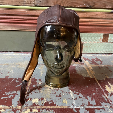 30’s Air Associates Leather Aviator Cap - 7 1/8