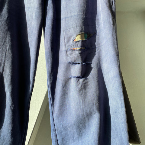 50’s Repaired French Workwear HBT Trousers - 26” x 27”