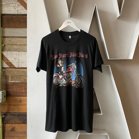 80's Live Hard Ride Hard Tee - Large
