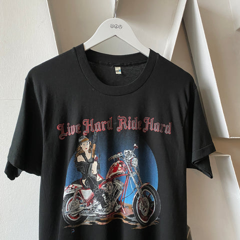 80's Live Hard Ride Hard Tee - Large