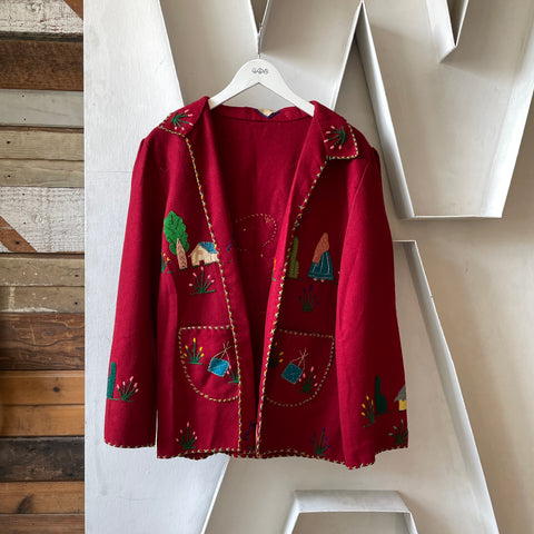 60's Embellished Wool Souvenir Jacket - Large