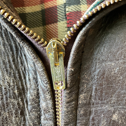 40’s Brown Leather Zip-Up Jacket - Medium