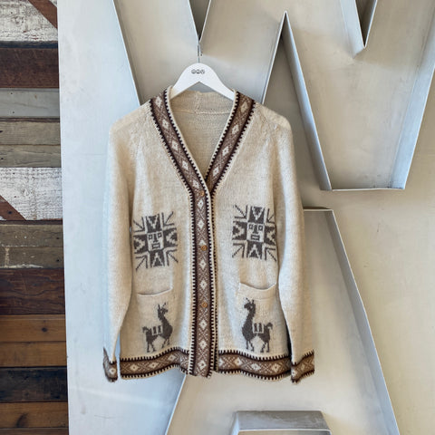 90's Llama Cardigan - Medium