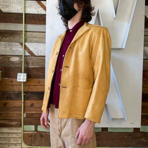 60’s Satin Lined Buckskin Jacket - Medium