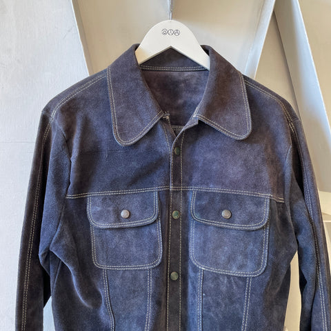 70’s Midnight Suede Trucker Jacket - Medium
