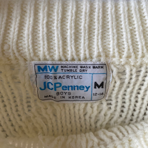 70's Cable Knit Sweater - Medium