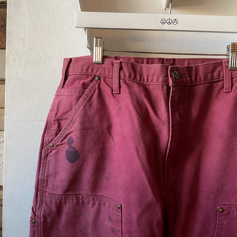 Red Dyed Carhartt Work Pants - 34" x 29"