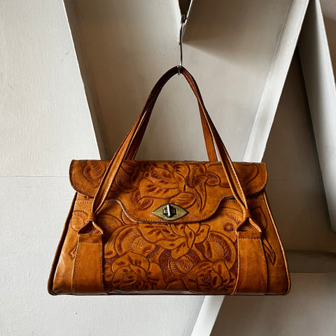50’s Tooled Leather Bag - OS