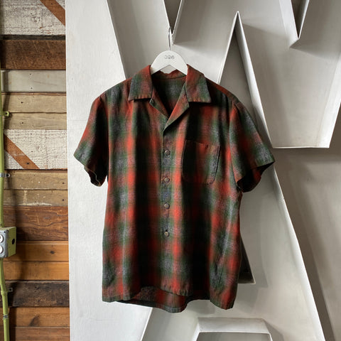 60's Short Sleeve Wool Shirt - Large
