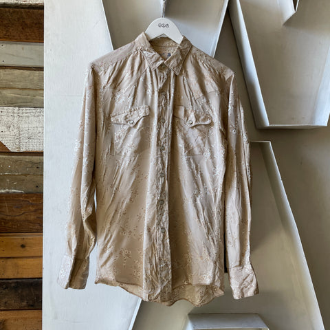 50’s Embroidered Rayon Snap Front Western Shirt - Medium