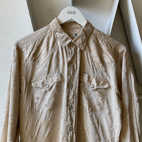 50’s Embroidered Rayon Snap Front Western Shirt - Medium