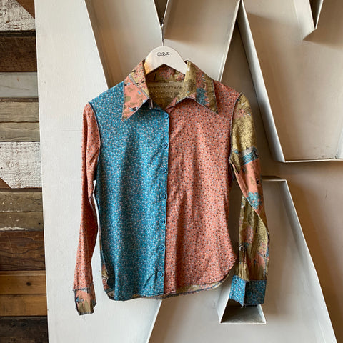 70's Crazy Patchwork Shirt - Small
