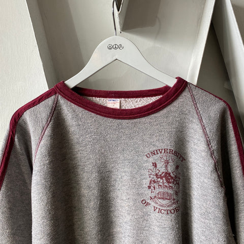 70's University Of Victoria Raglan Crew - Large