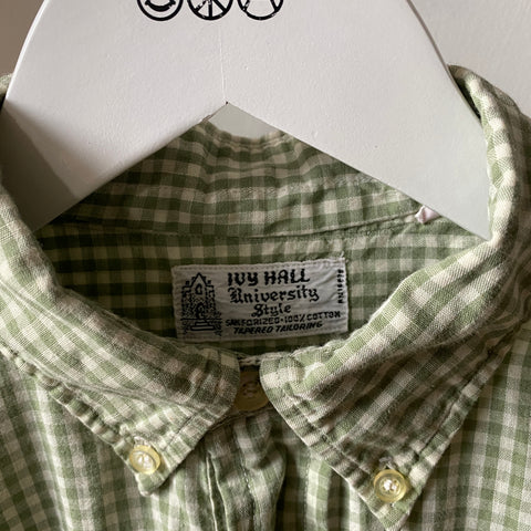 60’s Gingham Check Pullover Oxford Shirt - Medium