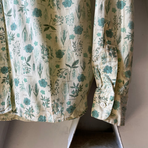 50’s Villager Plant Print Button Up - XS