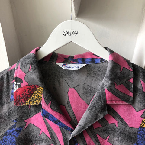80's Parrot Button Down Shirt - Large