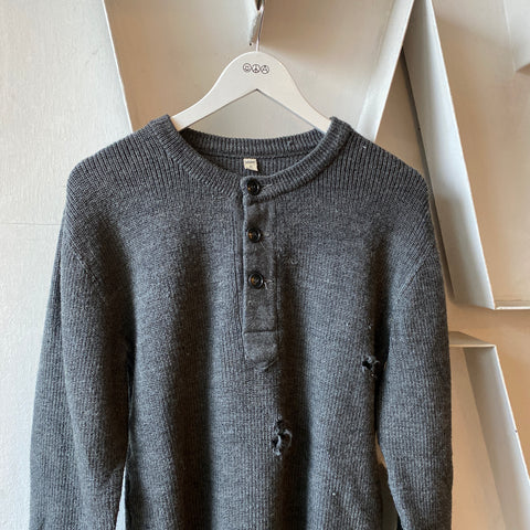 50's Wool Henley Sweater - XL
