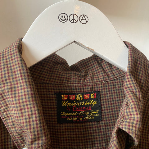 60’s Checkered Cotton Button-Up - Small