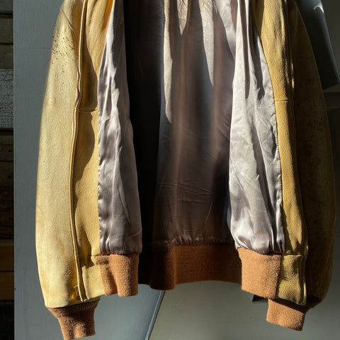 50’s Satin Lined Buckskin Bomber - Medium